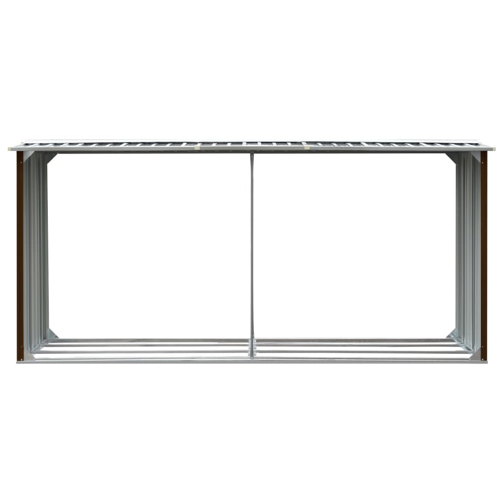 vidaXL Șopron depozitare lemne, maro, 330x92x153 cm, oțel galvanizat vidaXL Șopron depozitare lemne, maro, 330x92x153 cm, oțel galvanizat