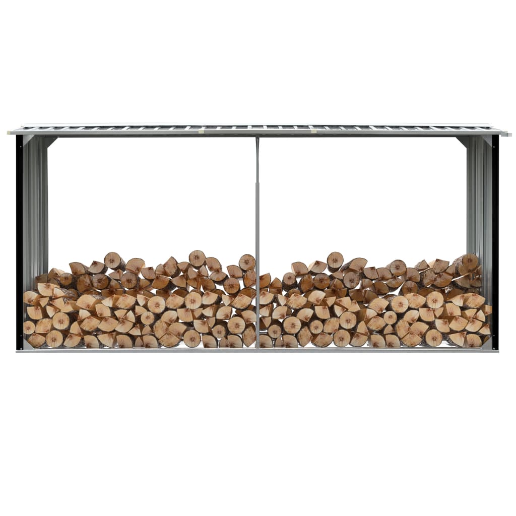 vidaXL Șopron depozitare lemne antracit, 330x92x153 cm oțel galvanizat vidaXL Șopron depozitare lemne antracit, 330x92x153 cm oțel galvanizat