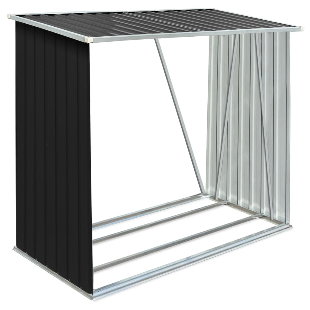 vidaXL Șopron de lemne de grădină, gri, 163x83x154 cm, oțel galvanizat vidaXL Șopron de lemne de grădină, gri, 163x83x154 cm, oțel galvanizat