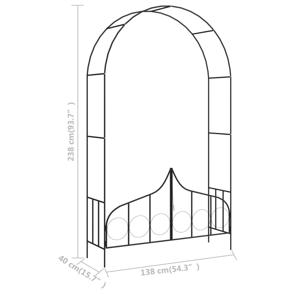 vidaXL Arcadă de grădină cu poartă, negru, 138 x 40 x 238 cm, fier vidaXL Arcadă de grădină cu poartă, negru, 138 x 40 x 238 cm, fier