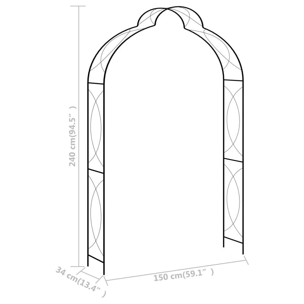 vidaXL Arcadă de grădină, negru, 150 x 34 x 240 cm, fier vidaXL Arcadă de grădină, negru, 150 x 34 x 240 cm, fier