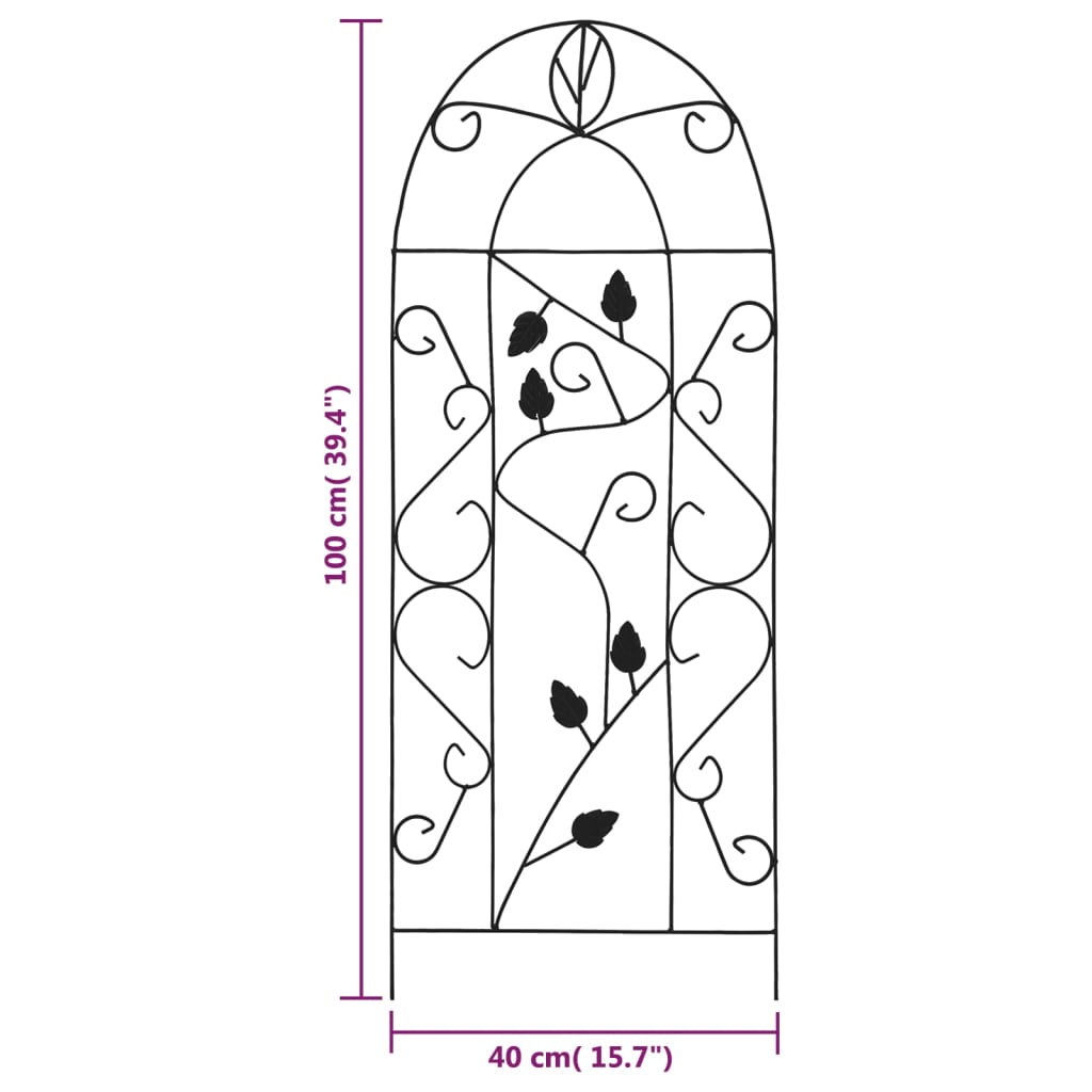 vidaXL Suporturi plante cățărătoare, 3 buc., negru, 40 x 100 cm, fier vidaXL Suporturi plante cățărătoare, 3 buc., negru, 40 x 100 cm, fier
