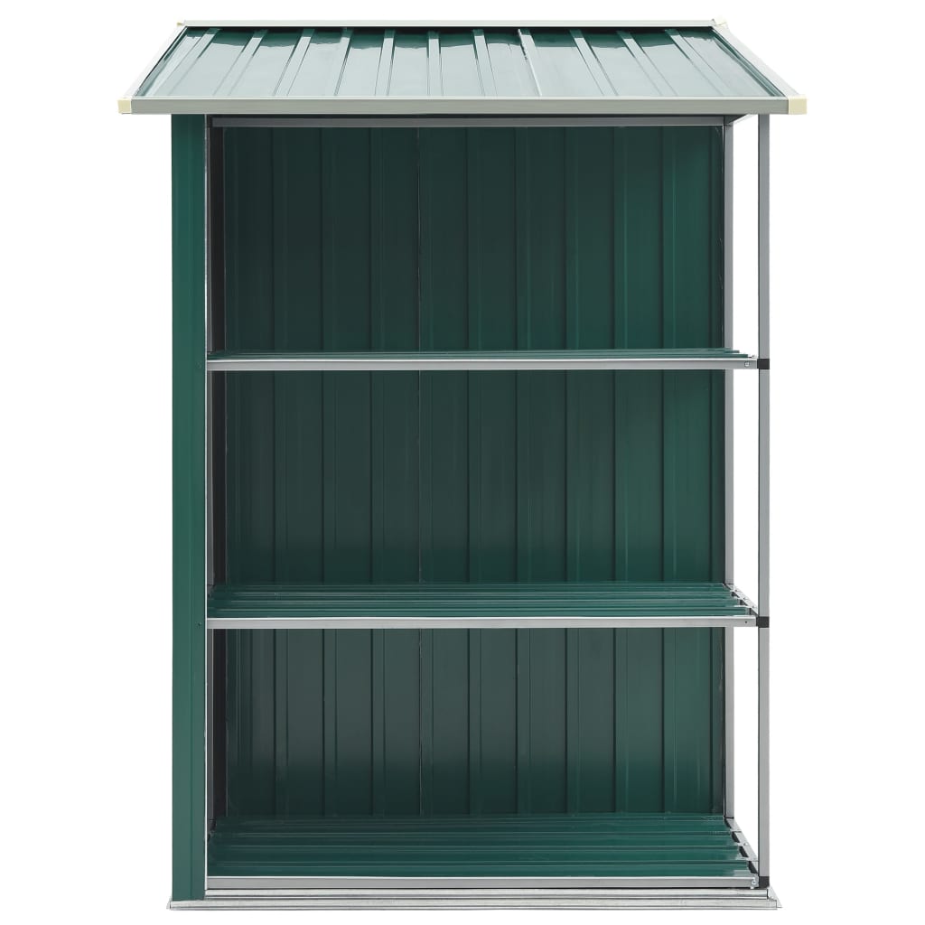 vidaXL Șopron de grădină cu etajeră, verde, 205 x 130 x 183 cm, fier vidaXL Șopron de grădină cu etajeră, verde, 205 x 130 x 183 cm, fier