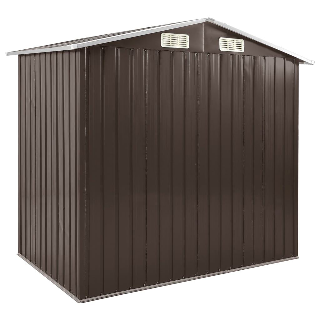 vidaXL Șopron de grădină cu etajeră, maro, 205 x 130 x 183 cm, fier vidaXL Șopron de grădină cu etajeră, maro, 205 x 130 x 183 cm, fier