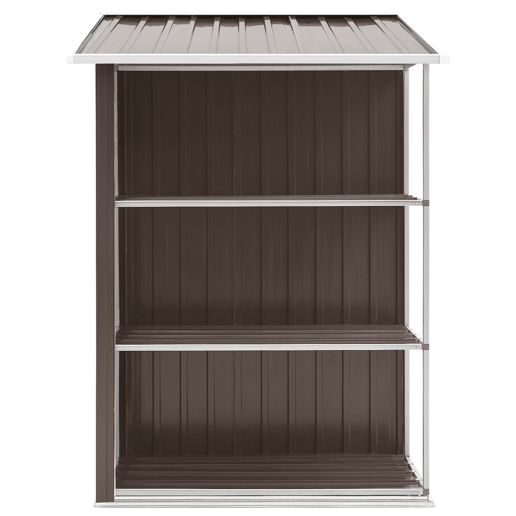 vidaXL Șopron de grădină cu etajeră, maro, 205 x 130 x 183 cm, fier vidaXL Șopron de grădină cu etajeră, maro, 205 x 130 x 183 cm, fier