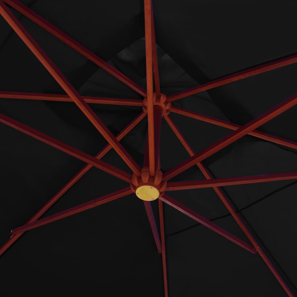 vidaXL Umbrelă suspendată cu stâlp din lemn, negru, 400 x 300 cm vidaXL Umbrelă suspendată cu stâlp din lemn, negru, 400 x 300 cm