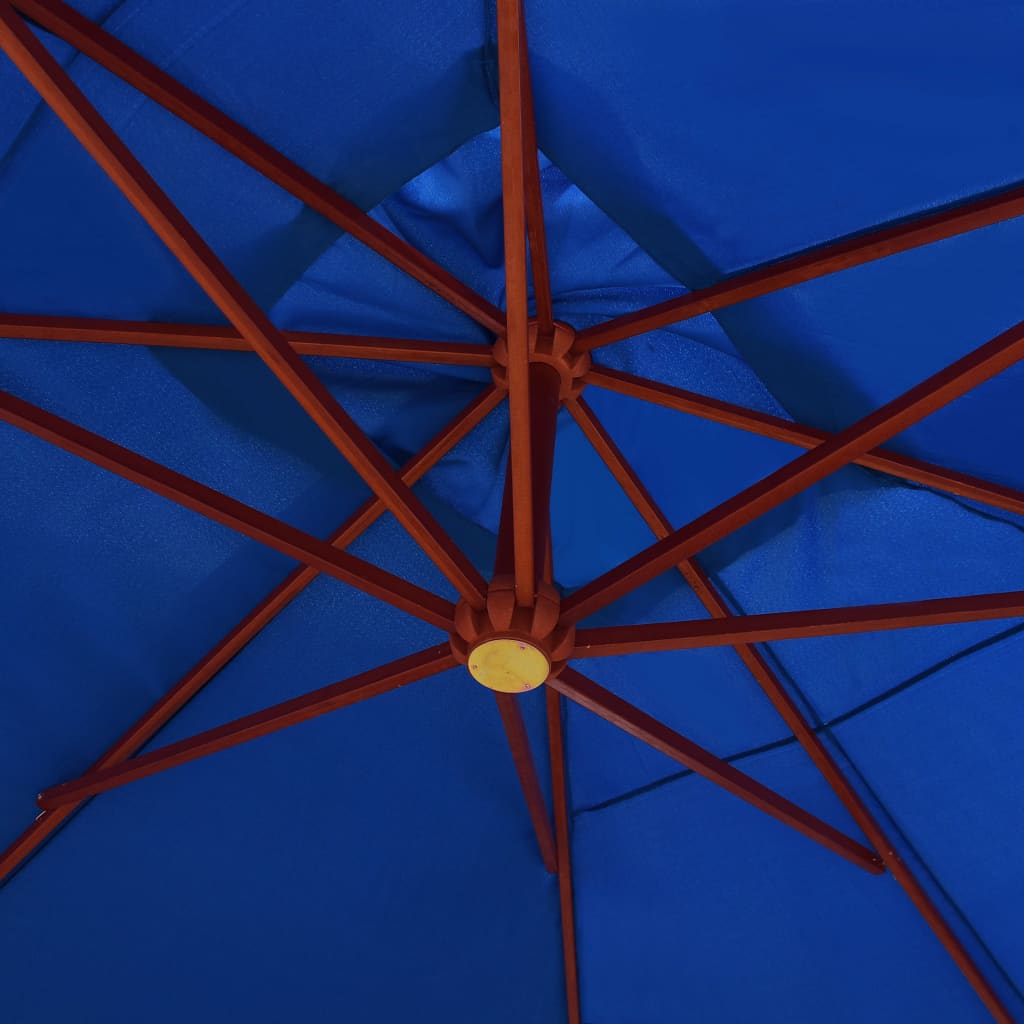 vidaXL Umbrelă de soare suspendată, stâlp lemn, albastru, 400 x 300 cm vidaXL Umbrelă de soare suspendată, stâlp lemn, albastru, 400 x 300 cm