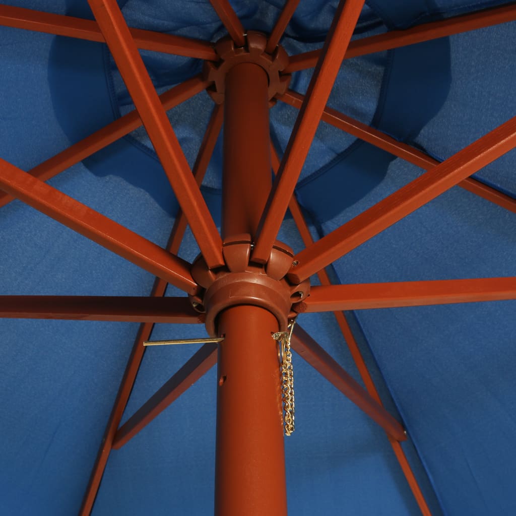 vidaXL Umbrelă de soare cu stâlp din lemn, albastru, 300 x 258 cm vidaXL Umbrelă de soare cu stâlp din lemn, albastru, 300 x 258 cm