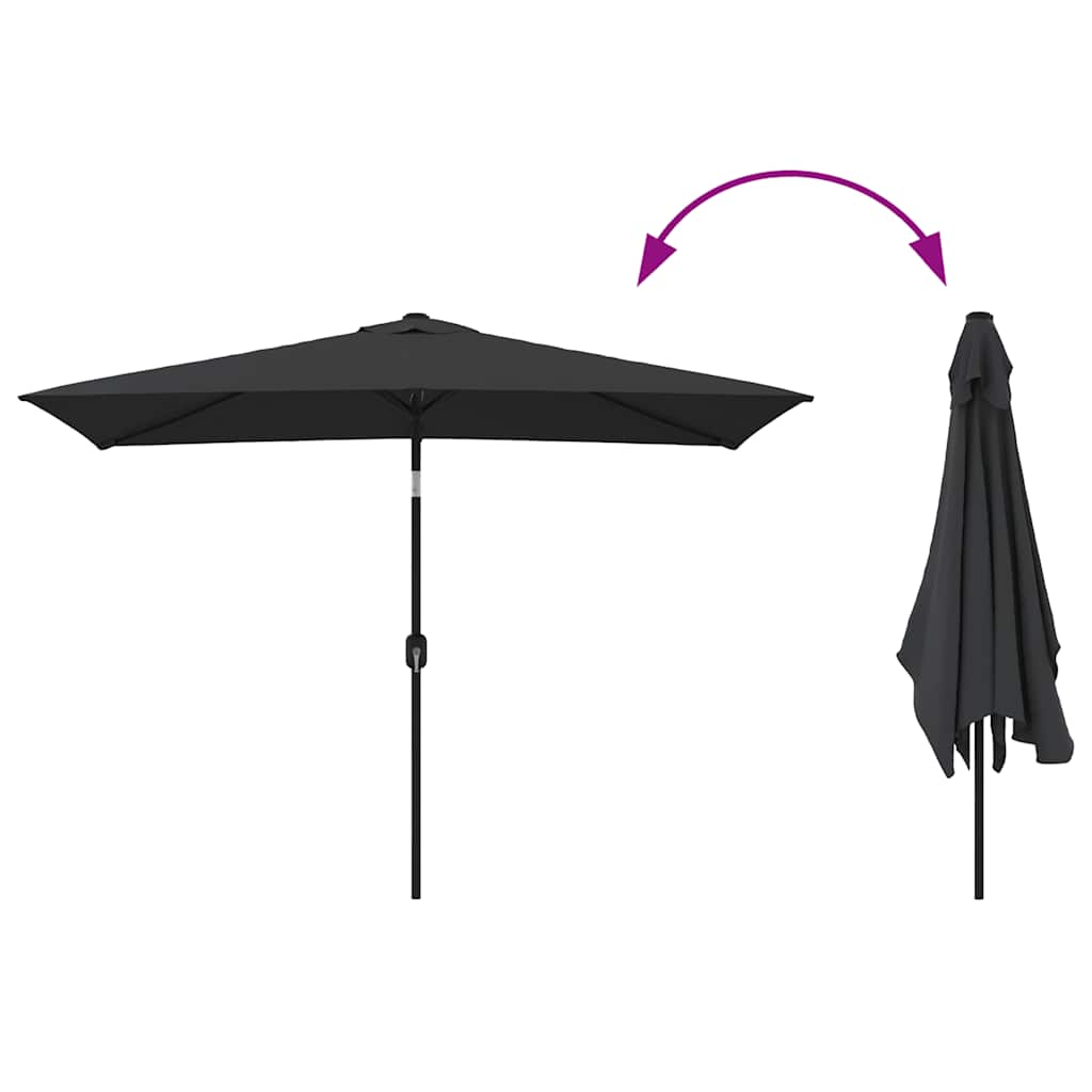 vidaXL Umbrelă de soare de exterior cu stâlp metalic, negru 300x200 cm