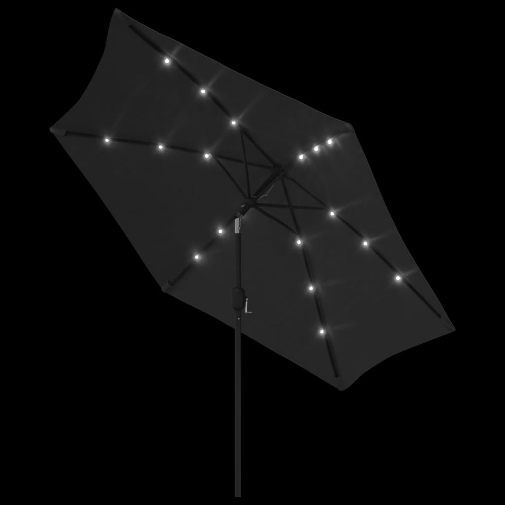 vidaXL Umbrelă de soare exterior, LED-uri și stâlp oțel, negru, 300 cm vidaXL Umbrelă de soare exterior, LED-uri și stâlp oțel, negru, 300 cm