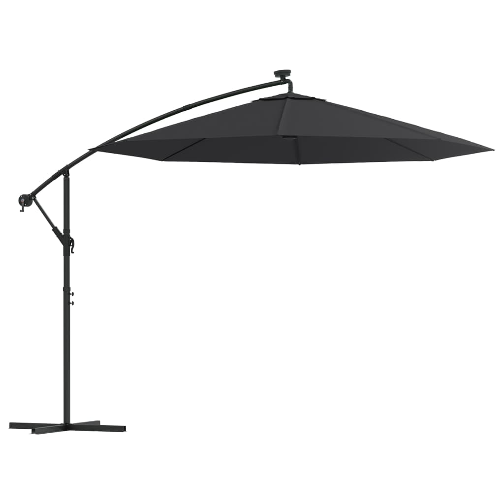 vidaXL Umbrelă în consolă cu LED și stâlp din oțel, negru, 300 cm vidaXL Umbrelă în consolă cu LED și stâlp din oțel, negru, 300 cm