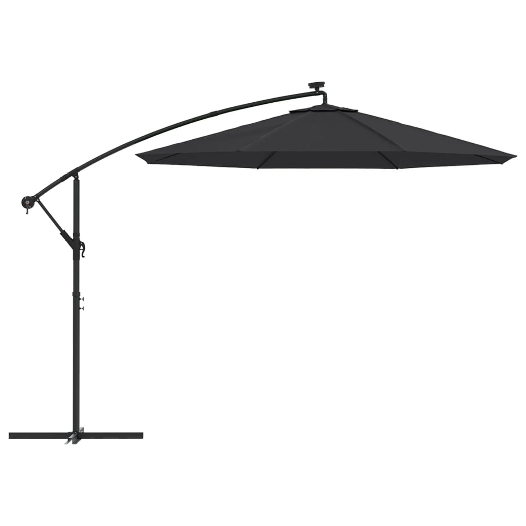 vidaXL Umbrelă în consolă cu LED și stâlp din oțel, negru, 300 cm vidaXL Umbrelă în consolă cu LED și stâlp din oțel, negru, 300 cm