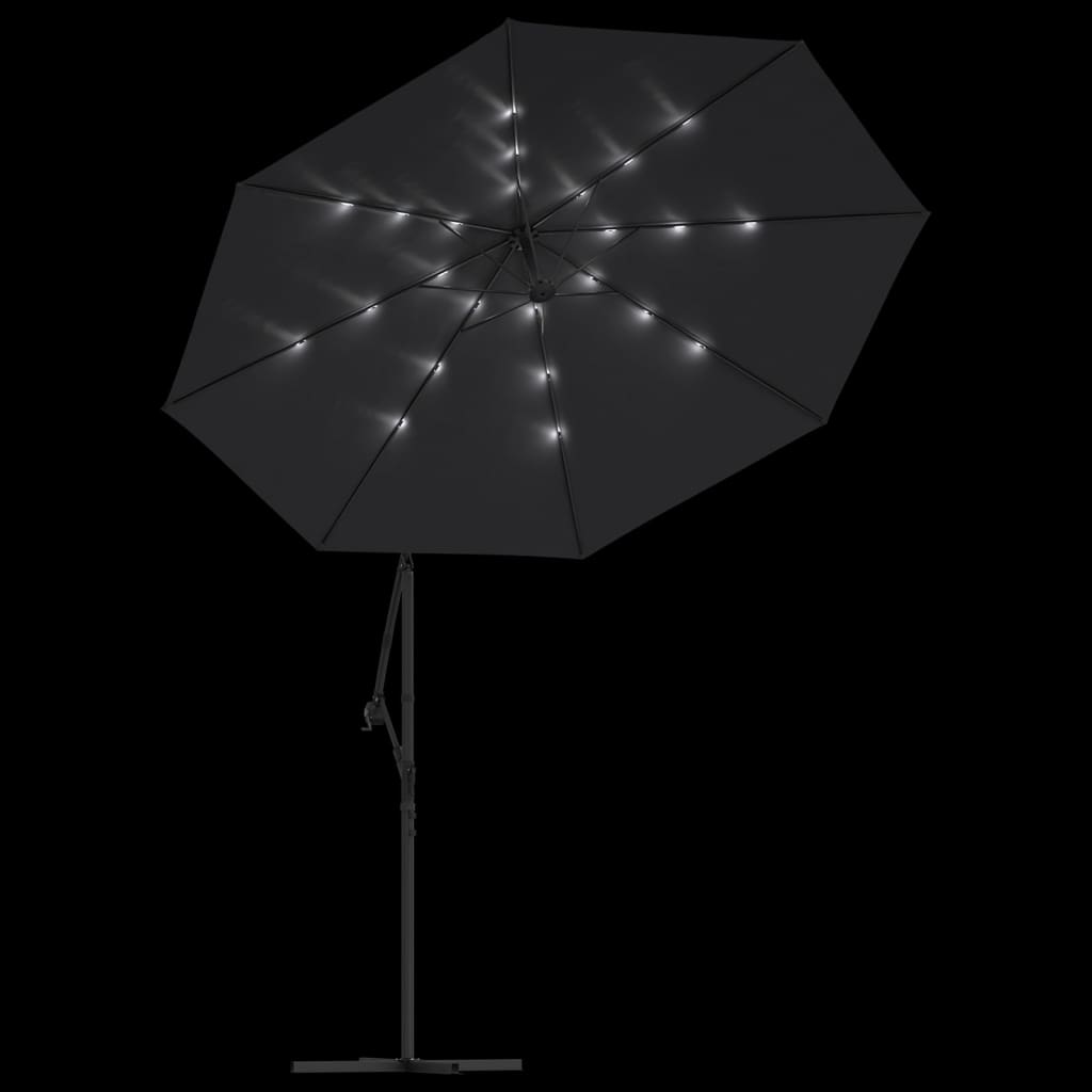vidaXL Umbrelă în consolă cu LED și stâlp din oțel, negru, 300 cm vidaXL Umbrelă în consolă cu LED și stâlp din oțel, negru, 300 cm