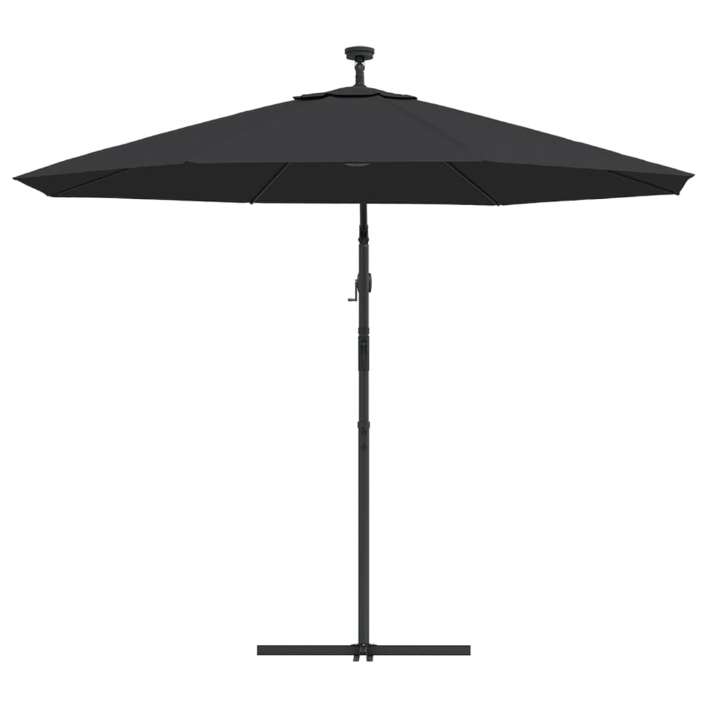 vidaXL Umbrelă în consolă cu LED și stâlp din oțel, negru, 300 cm vidaXL Umbrelă în consolă cu LED și stâlp din oțel, negru, 300 cm