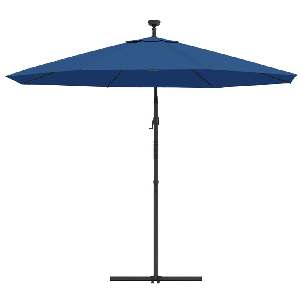 vidaXL Umbrelă în consolă cu LED, stâlp din oțel albastru azur 300 cm vidaXL Umbrelă în consolă cu LED, stâlp din oțel albastru azur 300 cm