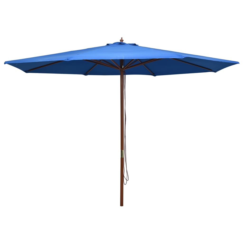 vidaXL Umbrelă de soare de exterior, stâlp din lemn, albastru, 350 cm vidaXL Umbrelă de soare de exterior, stâlp din lemn, albastru, 350 cm