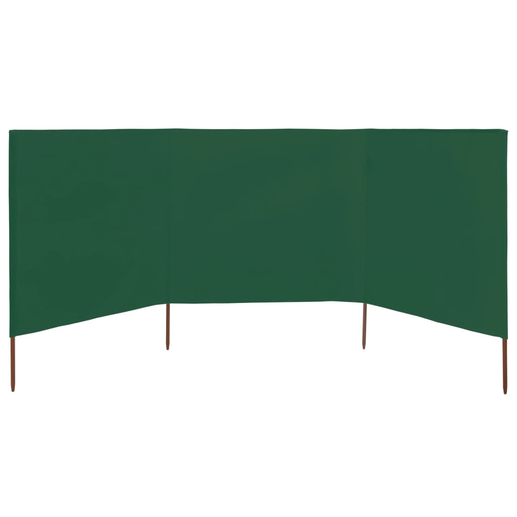 vidaXL Paravan anti-vânt cu 3 panouri, verde, 400 x 80 cm, textil
