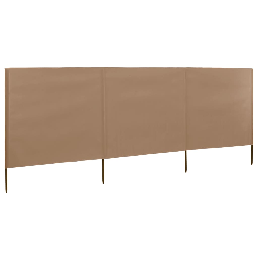 vidaXL Paravan anti-vânt cu 3 panouri, gri taupe, 400 x 80 cm, textil