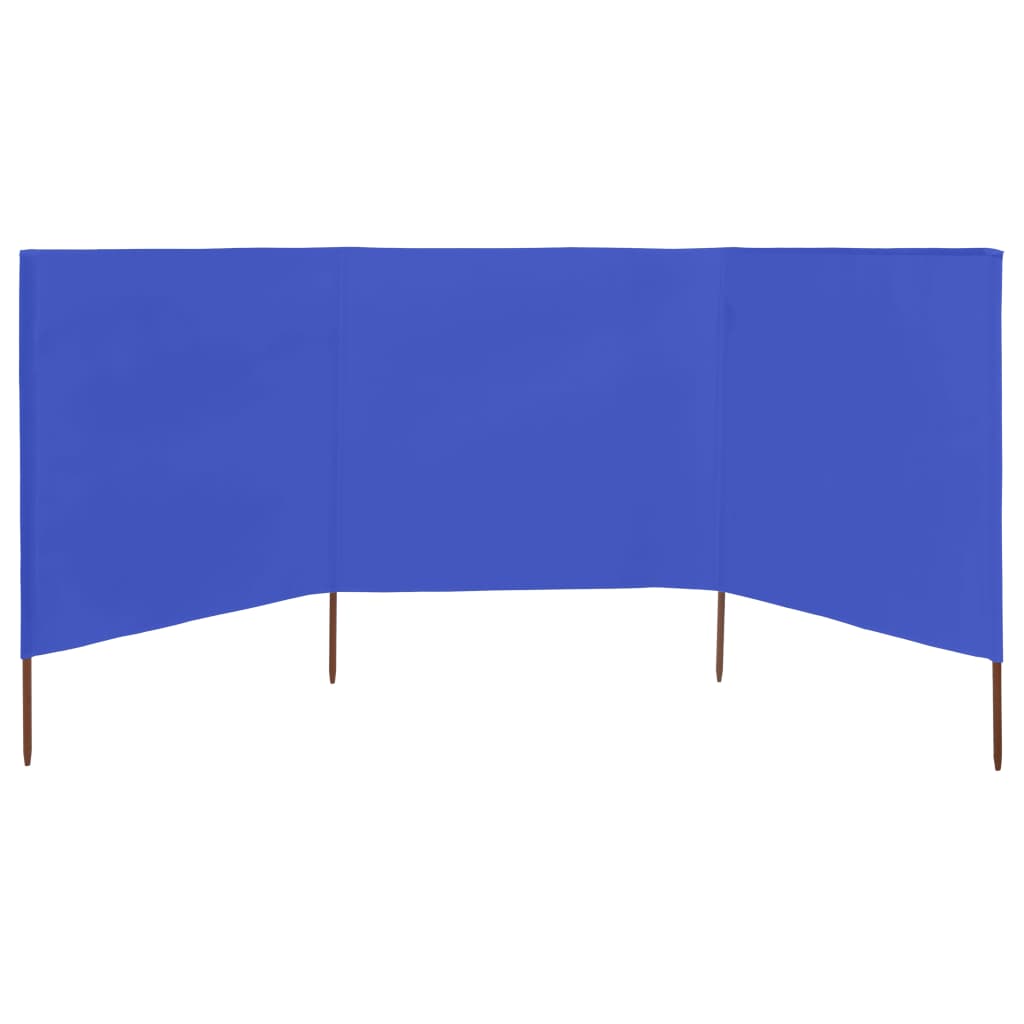 vidaXL Paravan anti-vânt cu 3 panouri, azur, 400 x 80 cm, textil