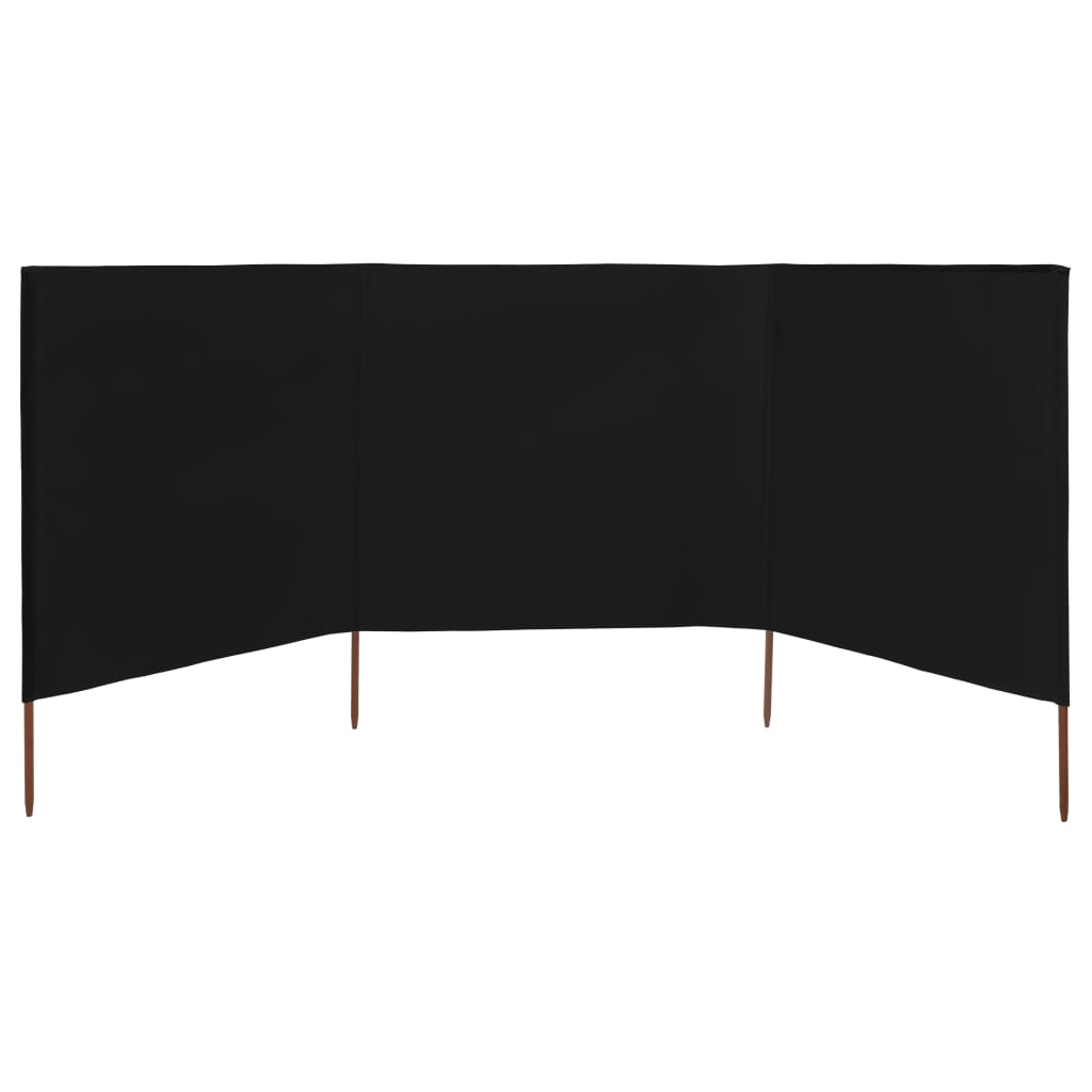 vidaXL Paravan anti-vânt cu 3 panouri, negru, 400 x 120 cm, textil vidaXL Paravan anti-vânt cu 3 panouri, negru, 400 x 120 cm, textil