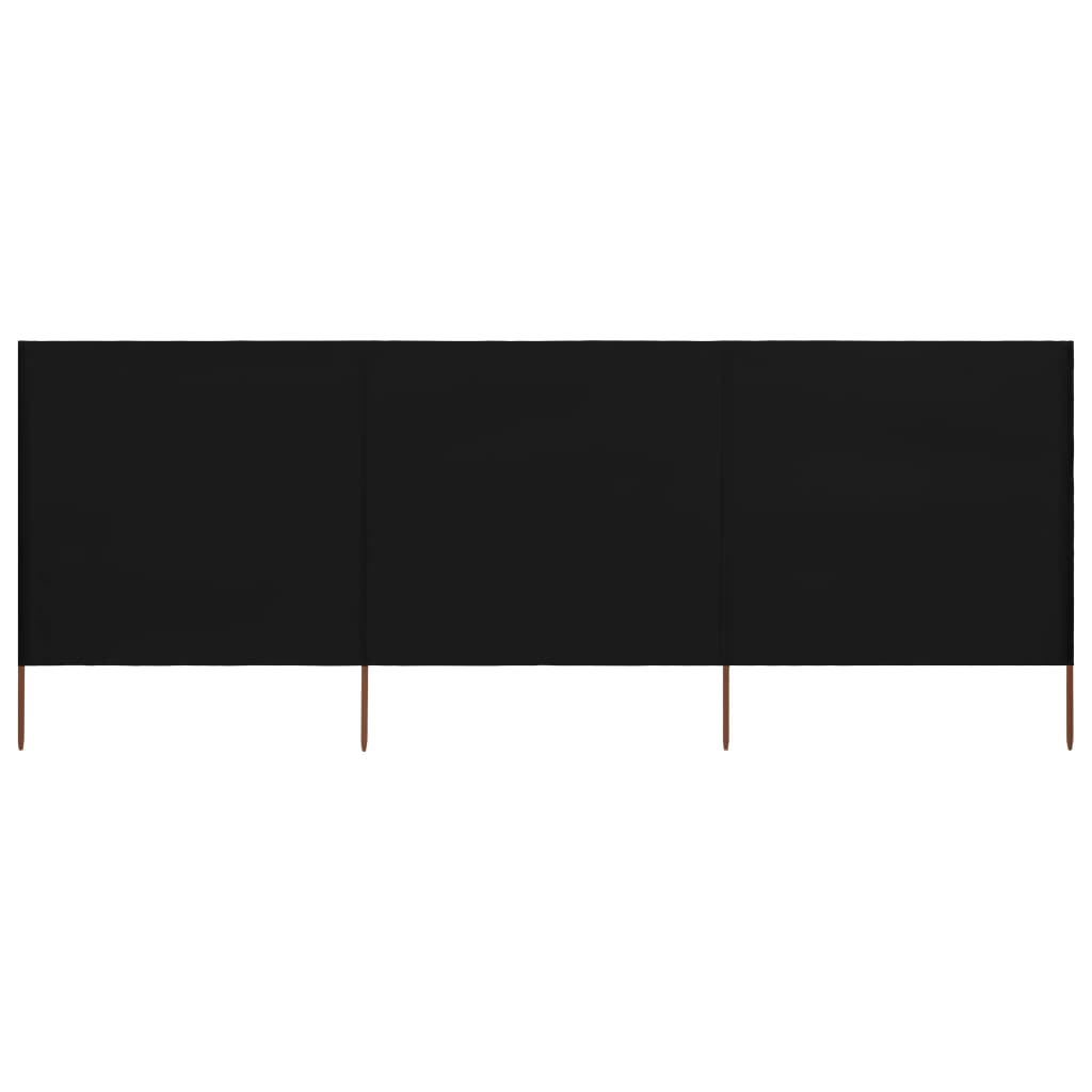 vidaXL Paravan anti-vânt cu 3 panouri, negru, 400 x 120 cm, textil vidaXL Paravan anti-vânt cu 3 panouri, negru, 400 x 120 cm, textil