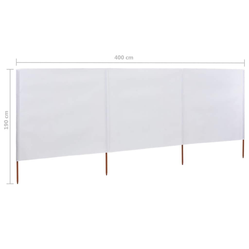 vidaXL Paravan anti-vânt cu 3 panouri, nisipiu, 400 x 160 cm, textil