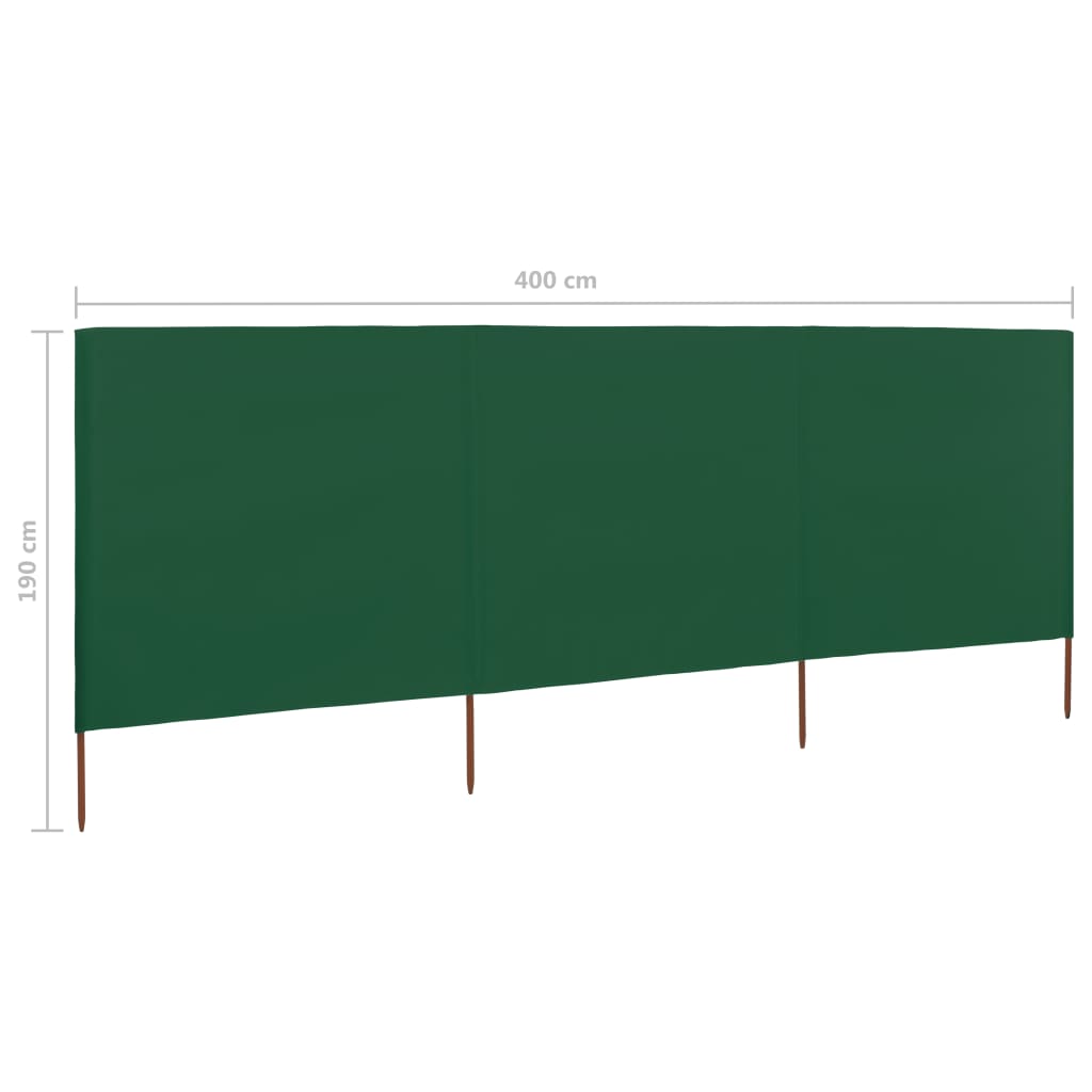 vidaXL Paravan anti-vânt cu 3 panouri, verde, 400 x 160 cm, textil vidaXL Paravan anti-vânt cu 3 panouri, verde, 400 x 160 cm, textil