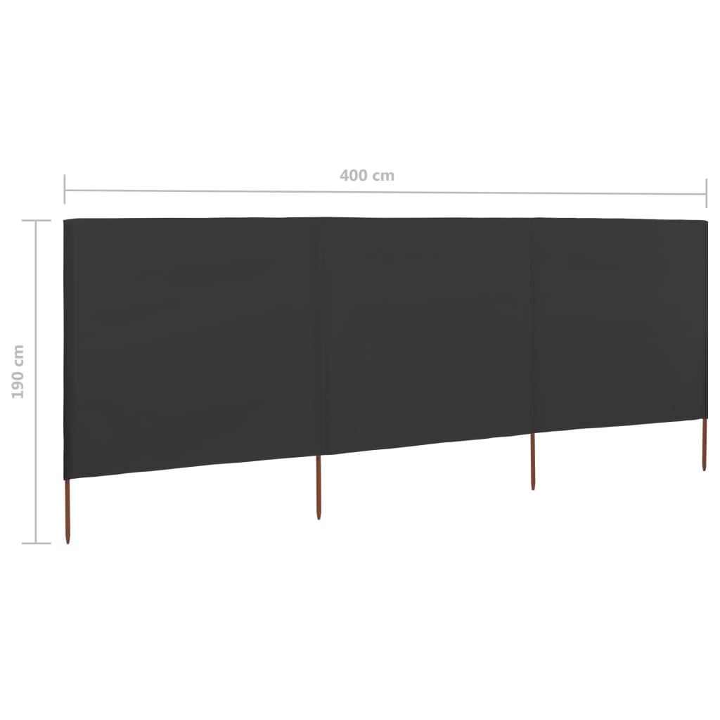 vidaXL Paravan anti-vânt cu 3 panouri, antracit, 400 x 160 cm, textil