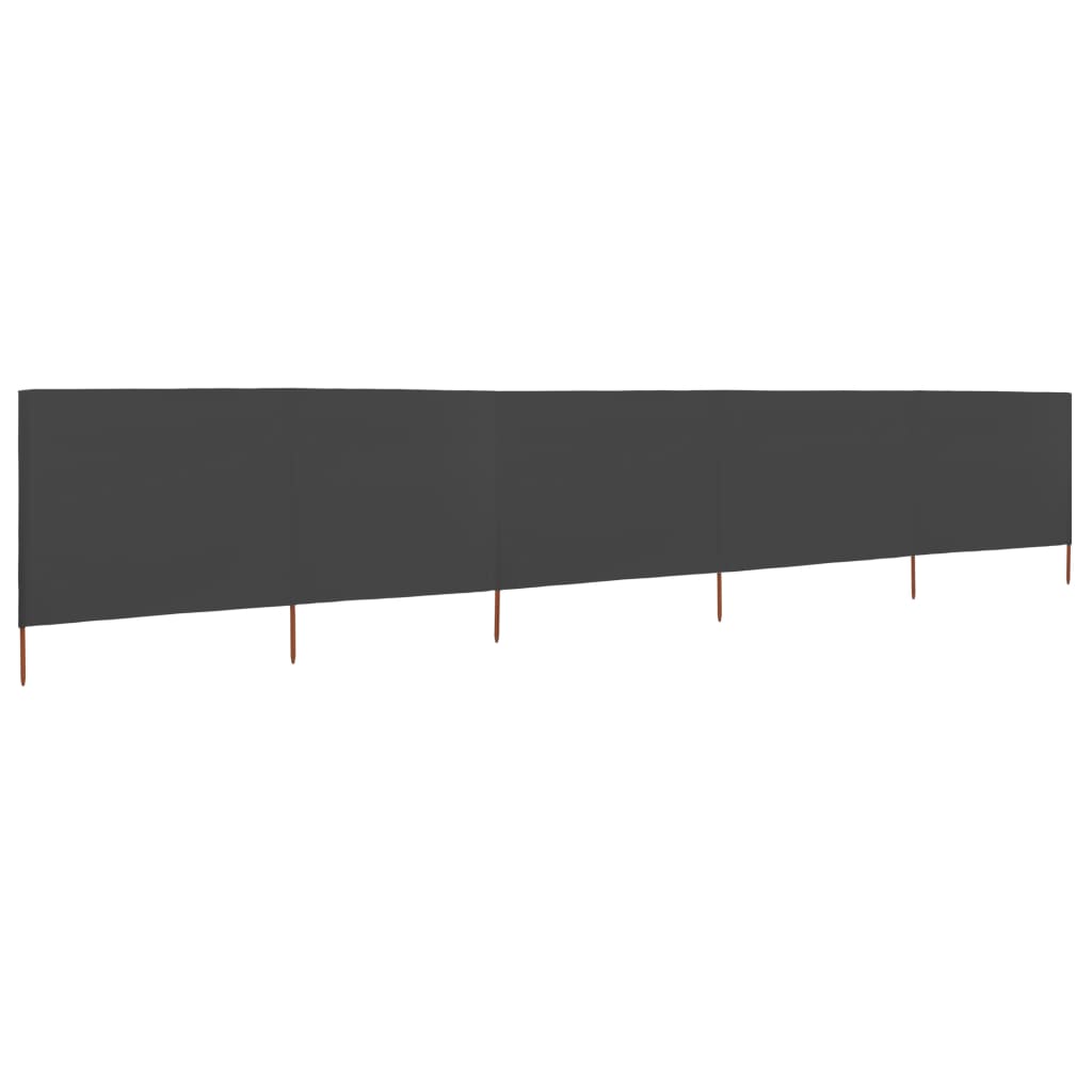 vidaXL Paravan anti-vânt cu 5 panouri, antracit, 600 x 80 cm, textil