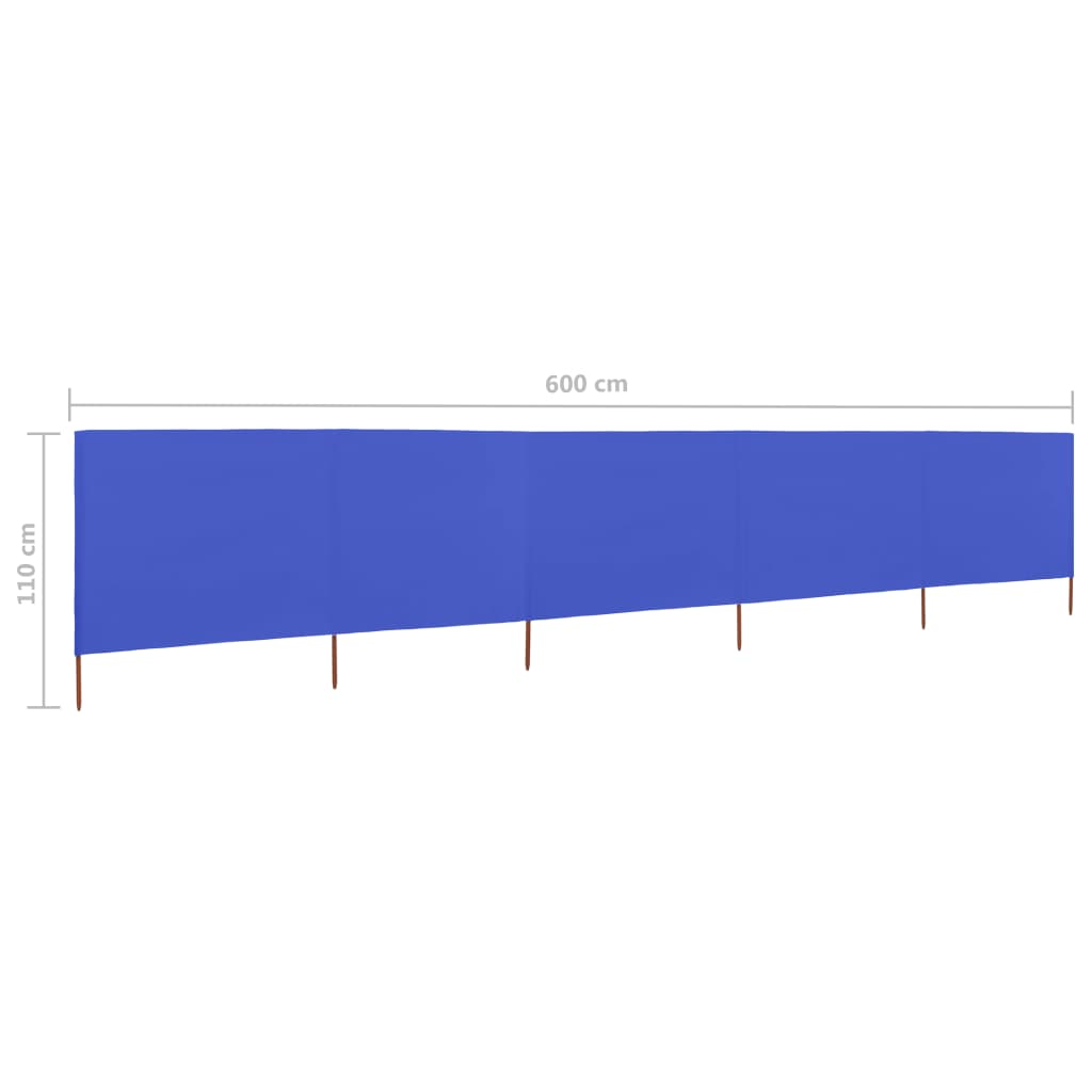 vidaXL Paravan anti-vânt cu 5 panouri, azur, 600 x 80 cm, textil vidaXL Paravan anti-vânt cu 5 panouri, azur, 600 x 80 cm, textil