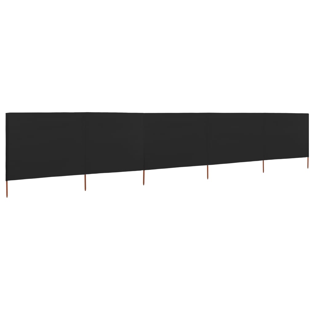 vidaXL Paravan anti-vânt cu 5 panouri, negru, 600 x 120 cm, textil vidaXL Paravan anti-vânt cu 5 panouri, negru, 600 x 120 cm, textil
