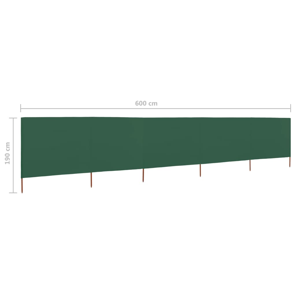 vidaXL Paravan anti-vânt cu 5 panouri, verde, 600 x 160 cm, textil vidaXL Paravan anti-vânt cu 5 panouri, verde, 600 x 160 cm, textil