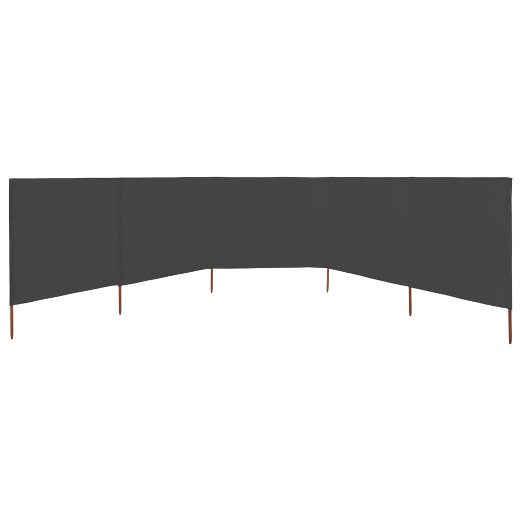 vidaXL Paravan anti-vânt cu 5 panouri, antracit, 600 x 160 cm, textil