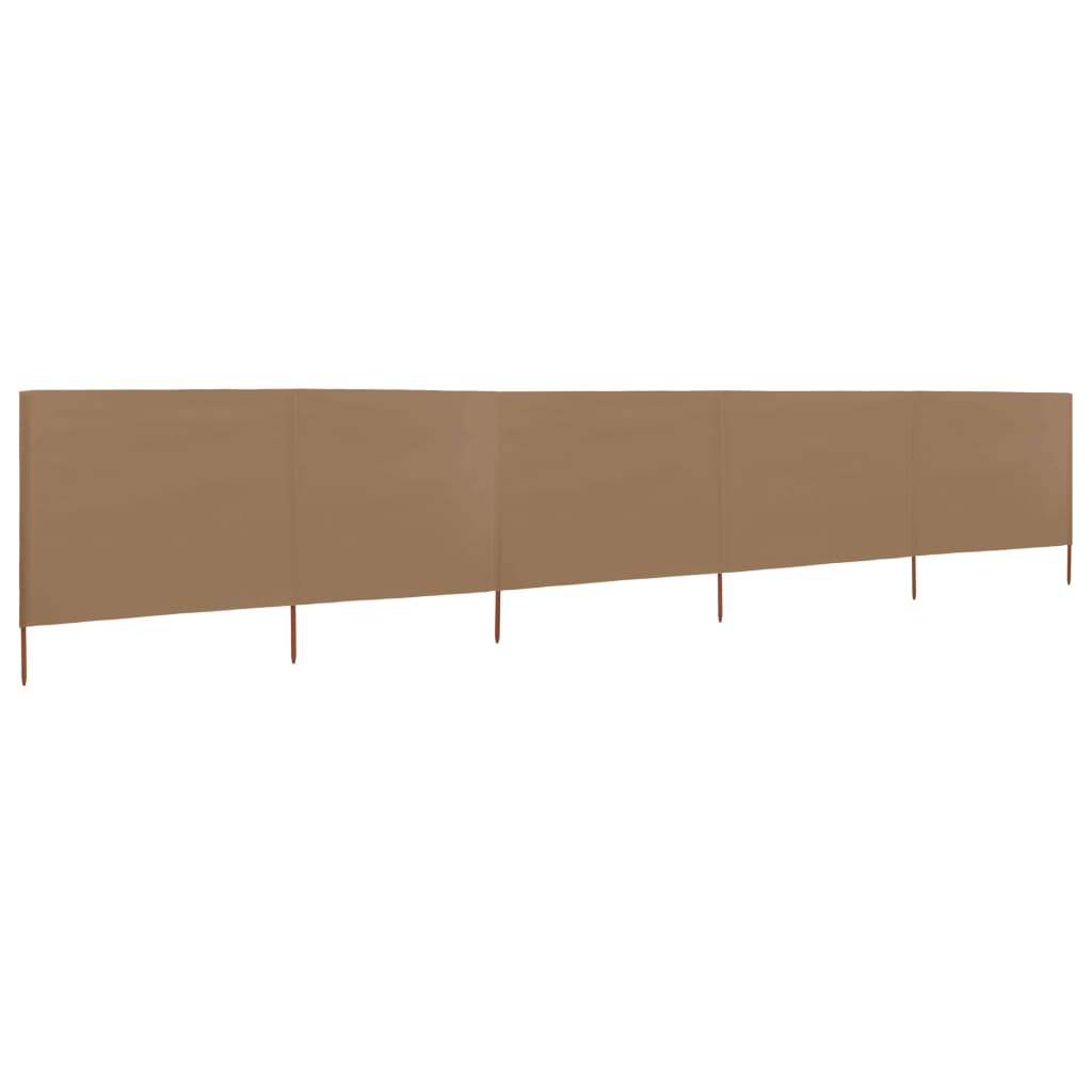 vidaXL Paravan anti-vânt cu 5 panouri, gri taupe, 600 x 160 cm textil