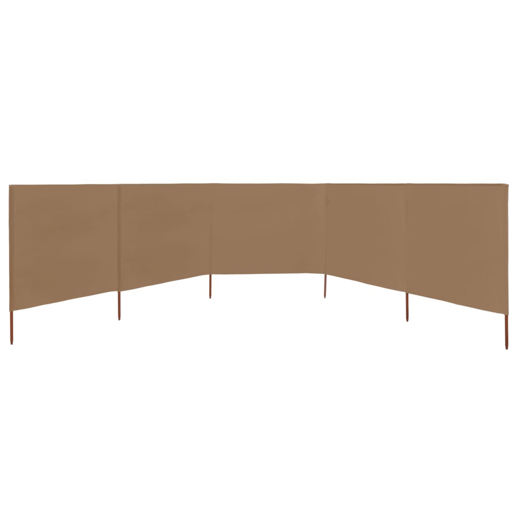 vidaXL Paravan anti-vânt cu 5 panouri, gri taupe, 600 x 160 cm textil