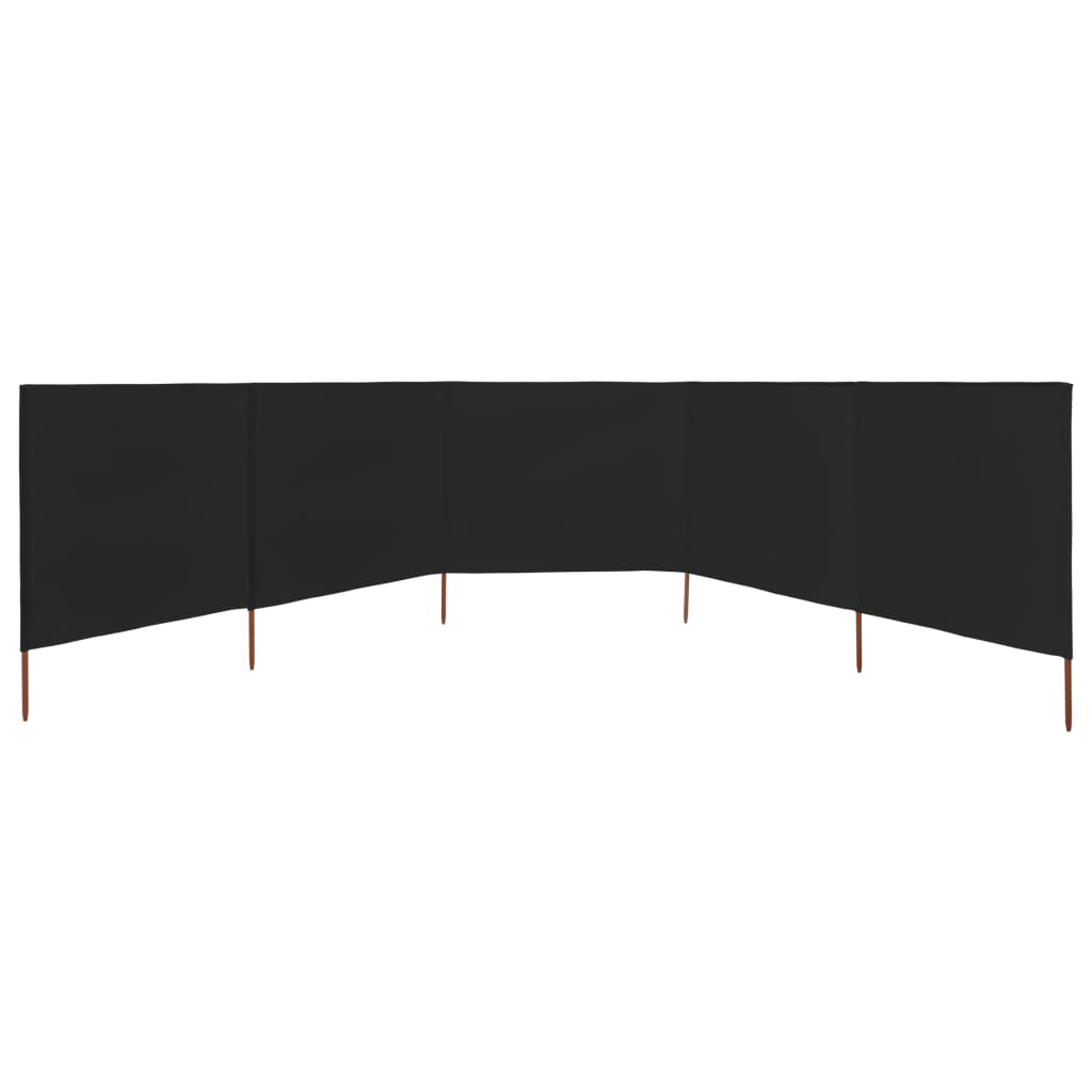 vidaXL Paravan anti-vânt cu 5 panouri, negru, 600 x 160 cm, textil vidaXL Paravan anti-vânt cu 5 panouri, negru, 600 x 160 cm, textil