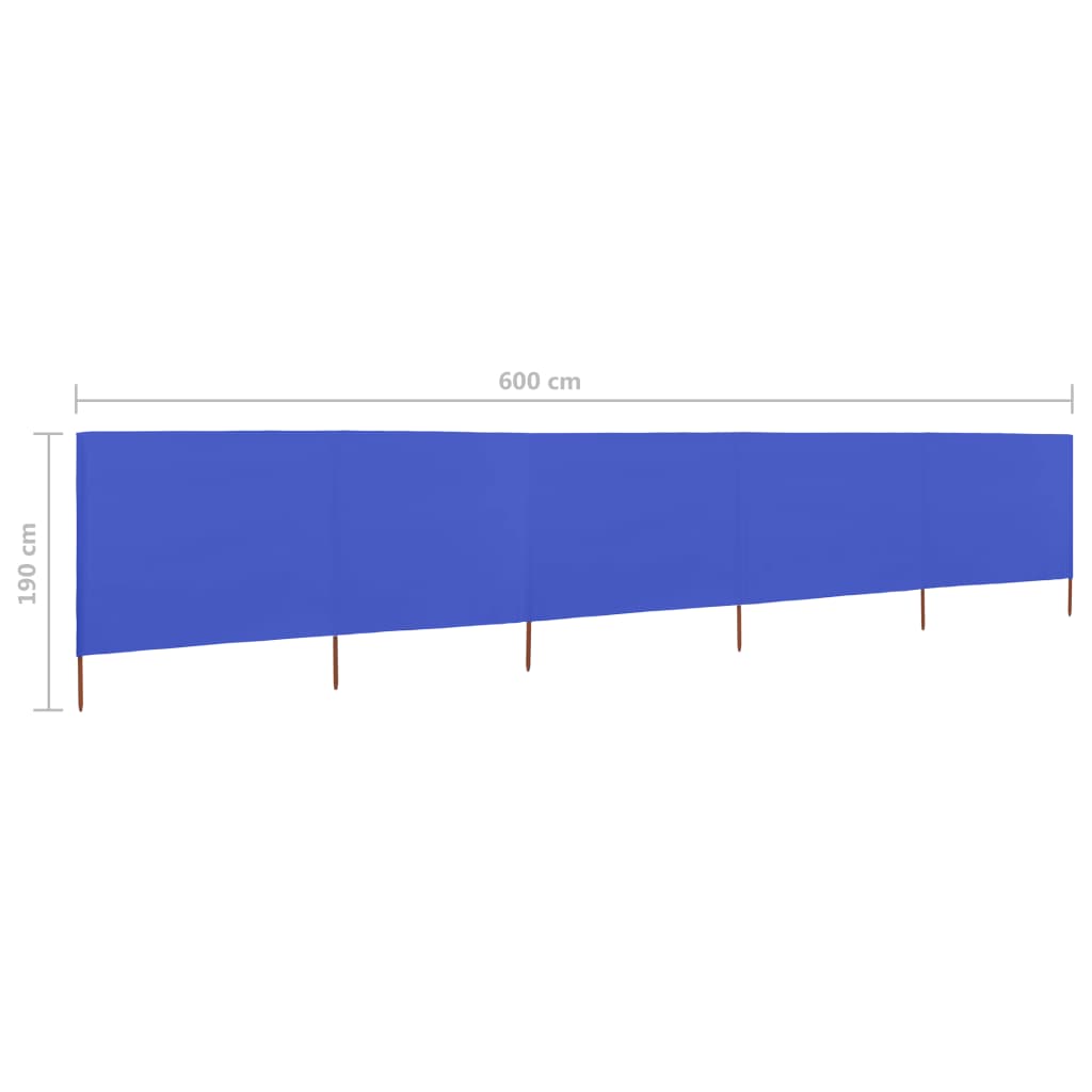 vidaXL Paravan anti-vânt cu 5 panouri, azur, 600 x 160 cm, textil