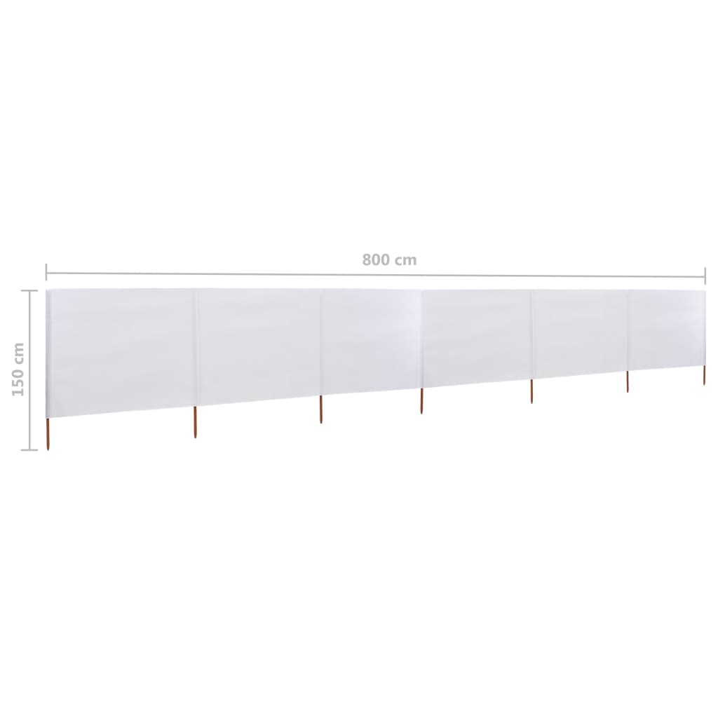 vidaXL Paravan anti-vânt cu 6 panouri alb nisipiu 800x120 cm textil