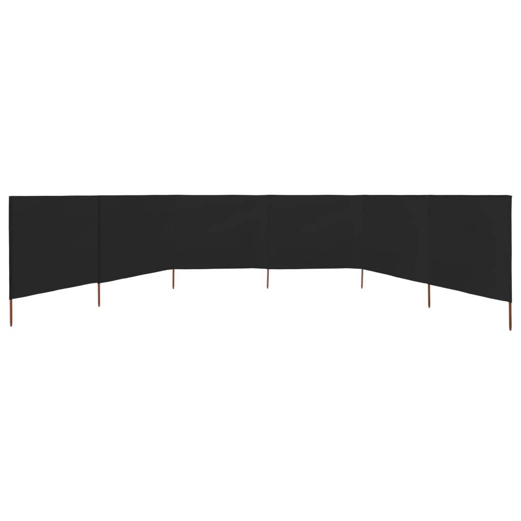 vidaXL Paravan anti-vânt cu 6 panouri, negru, 800 x 120 cm, textil vidaXL Paravan anti-vânt cu 6 panouri, negru, 800 x 120 cm, textil