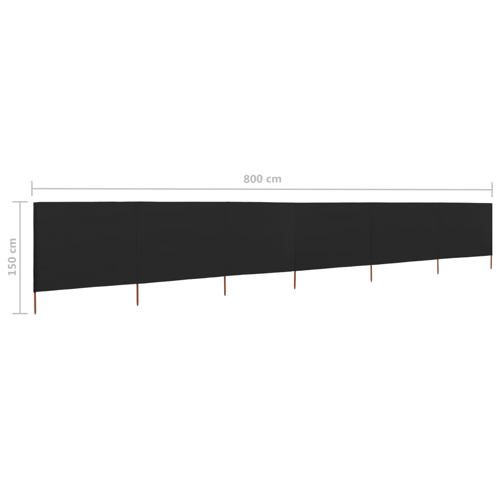 vidaXL Paravan anti-vânt cu 6 panouri, negru, 800 x 120 cm, textil vidaXL Paravan anti-vânt cu 6 panouri, negru, 800 x 120 cm, textil