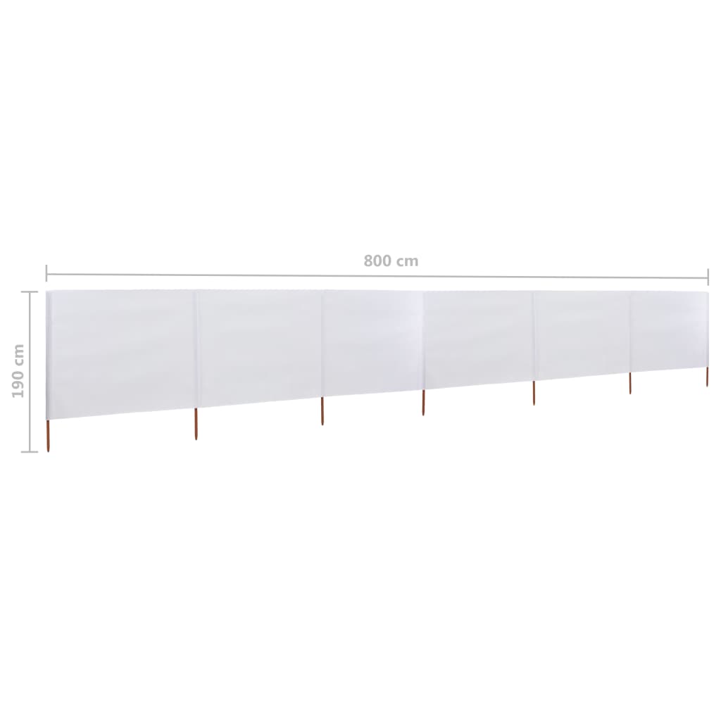 vidaXL Paravan anti-vânt cu 6 panouri, alb nisipiu, 800x160 cm textil vidaXL Paravan anti-vânt cu 6 panouri, alb nisipiu, 800x160 cm textil