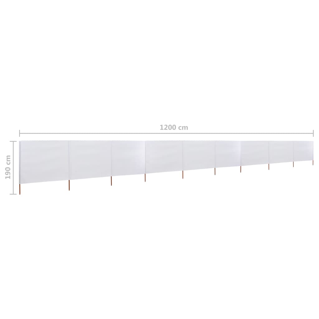 vidaXL Paravan anti-vânt cu 9 panouri, alb nisipiu 1200x160 cm textil vidaXL Paravan anti-vânt cu 9 panouri, alb nisipiu 1200x160 cm textil