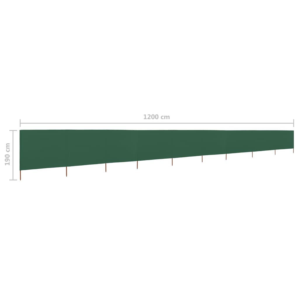 vidaXL Paravan anti-vânt cu 9 panouri, verde, 1200 x 160 cm, textil vidaXL Paravan anti-vânt cu 9 panouri, verde, 1200 x 160 cm, textil
