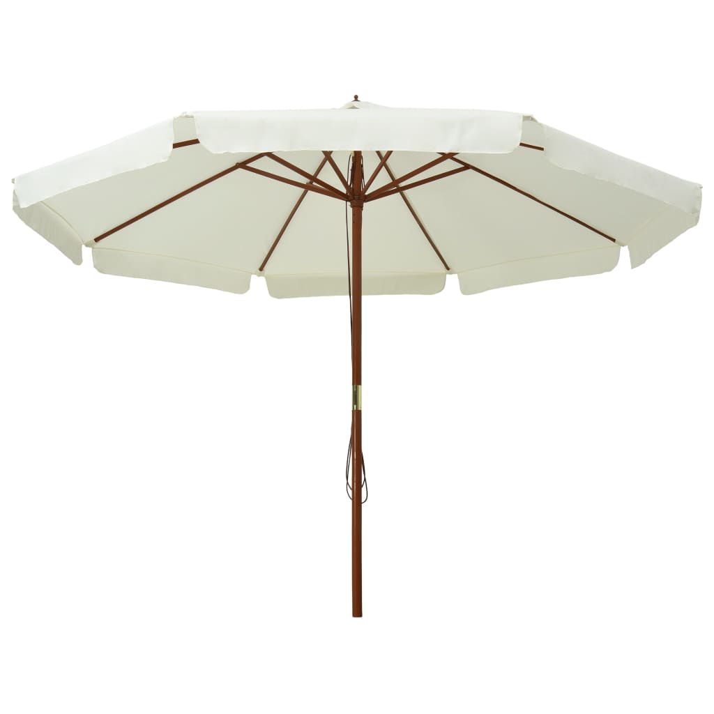 vidaXL Umbrelă soare de exterior, stâlp din lemn, alb nisipiu, 330 cm vidaXL Umbrelă soare de exterior, stâlp din lemn, alb nisipiu, 330 cm