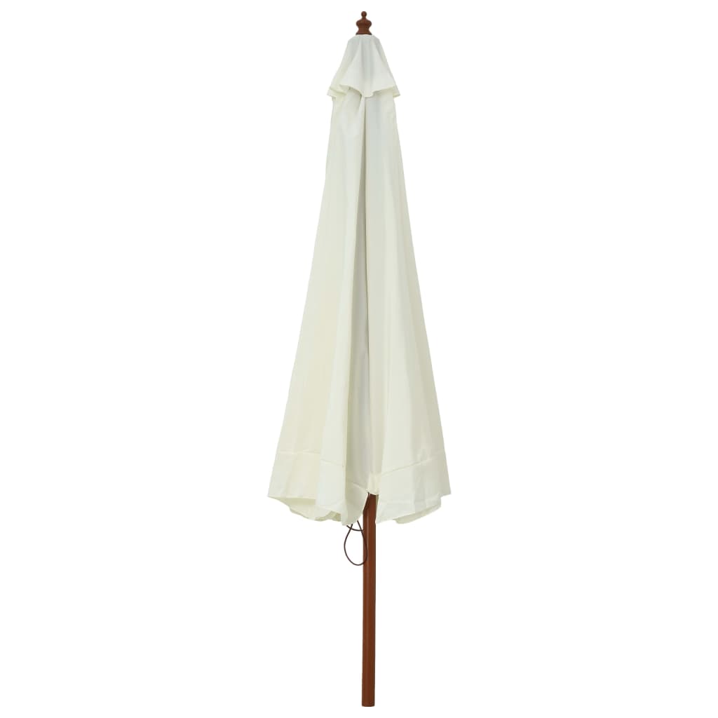vidaXL Umbrelă soare de exterior, stâlp din lemn, alb nisipiu, 330 cm vidaXL Umbrelă soare de exterior, stâlp din lemn, alb nisipiu, 330 cm