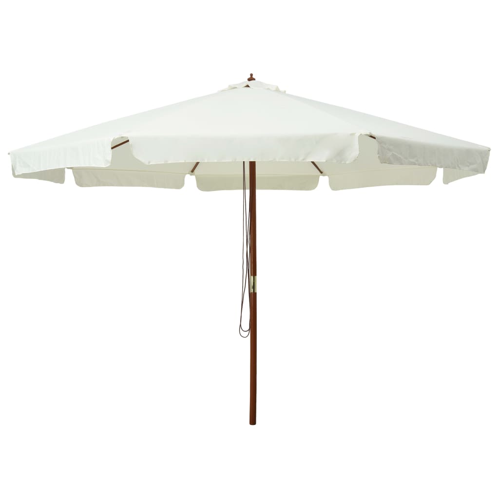 vidaXL Umbrelă soare de exterior, stâlp din lemn, alb nisipiu, 330 cm vidaXL Umbrelă soare de exterior, stâlp din lemn, alb nisipiu, 330 cm
