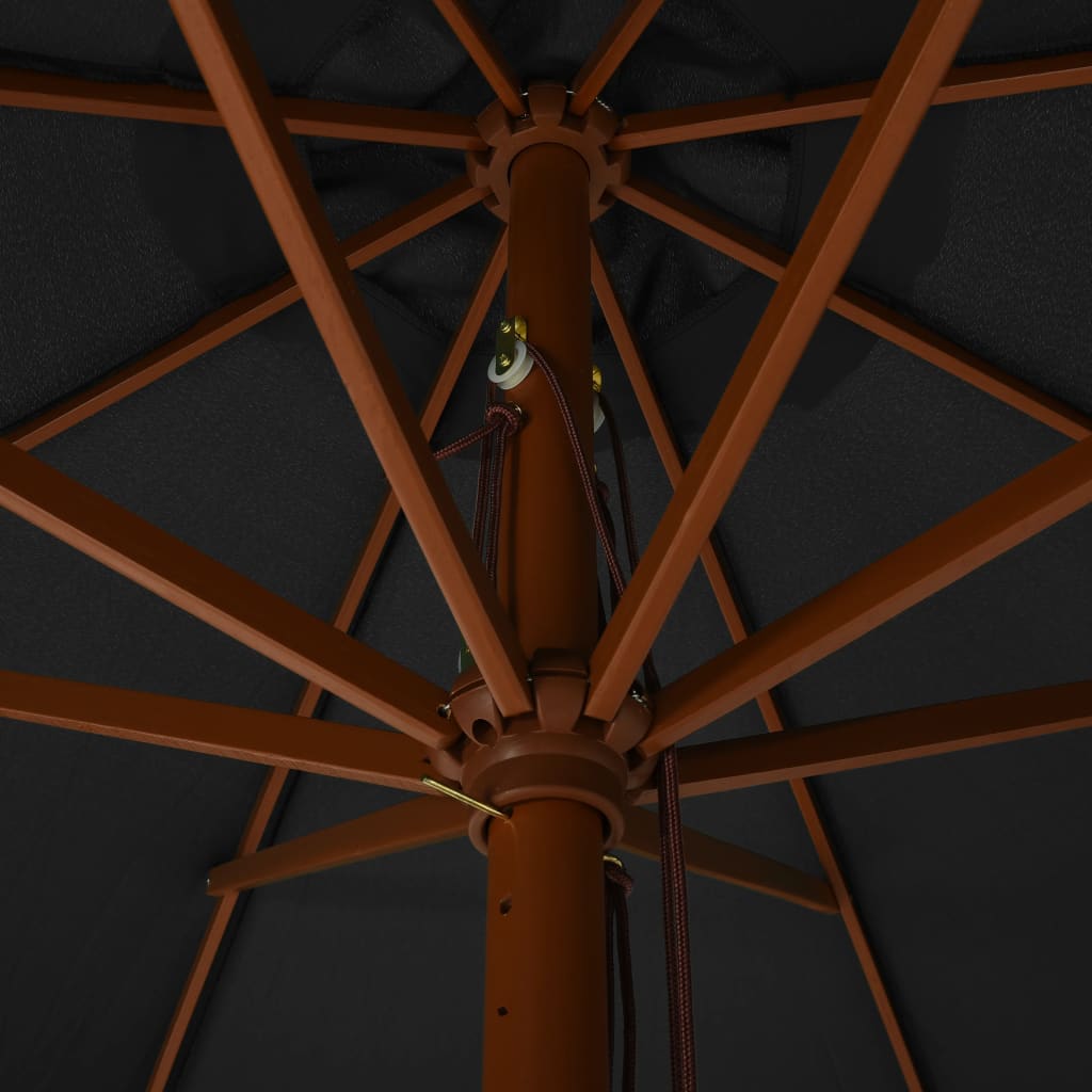 vidaXL Umbrelă de soare de exterior, stâlp din lemn, antracit, 330 cm vidaXL Umbrelă de soare de exterior, stâlp din lemn, antracit, 330 cm
