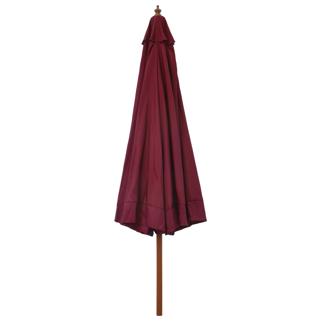 vidaXL Umbrelă de soare de exterior, stâlp lemn, roșu burgund, 330 cm vidaXL Umbrelă de soare de exterior, stâlp lemn, roșu burgund, 330 cm