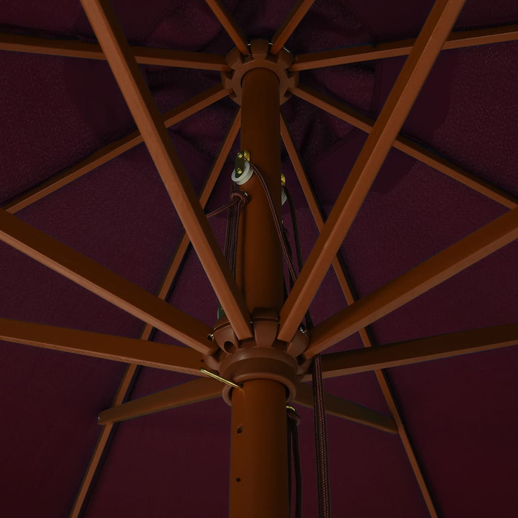 vidaXL Umbrelă de soare de exterior, stâlp lemn, roșu burgund, 330 cm vidaXL Umbrelă de soare de exterior, stâlp lemn, roșu burgund, 330 cm