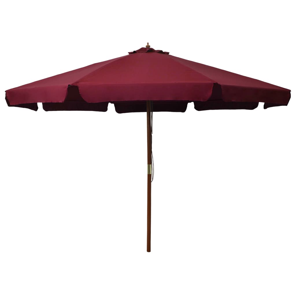 vidaXL Umbrelă de soare de exterior, stâlp lemn, roșu burgund, 330 cm vidaXL Umbrelă de soare de exterior, stâlp lemn, roșu burgund, 330 cm